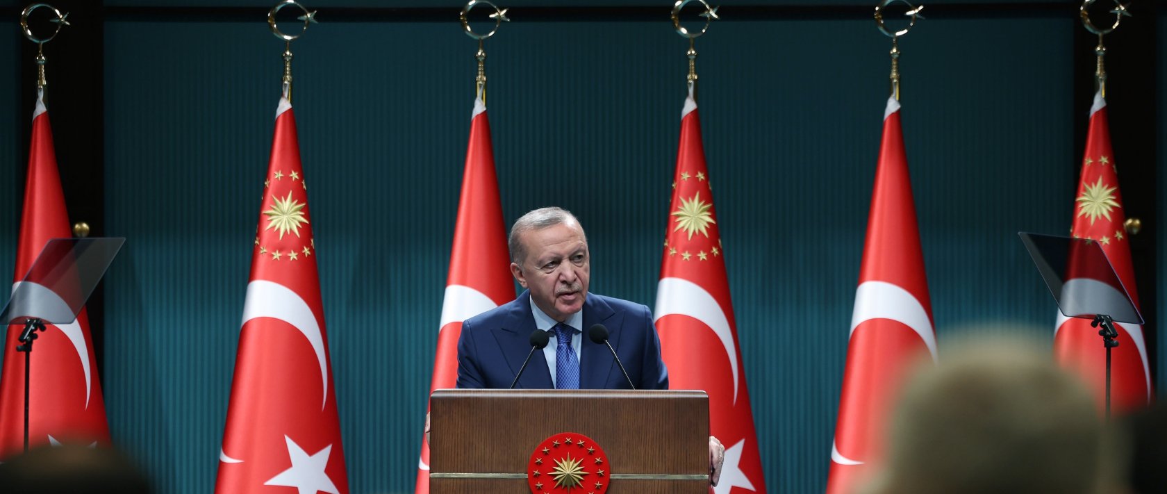President Recep Tayyip Erdoğan speaks to reporters after a Cabinet meeting in Ankara, Sept. 7, 2026. (AA Photo)