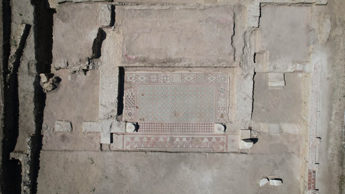 An aerial view of the excavation site at the ancient city of Pompeiopolis in the Taşköprü district of Kastamonu, northern Türkiye, Sept. 8, 2026. (AA Photo)