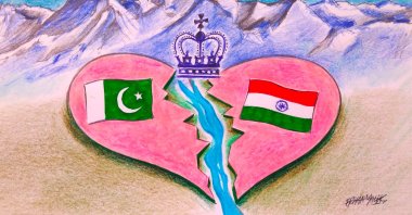 Strained India-Pakistan ties are disrupting the mechanisms that have long governed their shared rivers. (Illustration by Erhan Yalvaç)