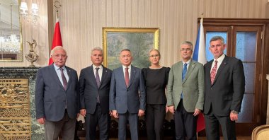 Turkish Parliament Foreign Affairs Committee Chair Fuat Oktay and other officials visit Prague, Czechia, Sept. 8, 2026. (DHA Photo) 