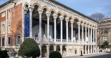 An undated general view of the Istanbul Archaeology Museum's Tiled Kiosk building and garden, Istanbul, Türkiye. (Shutterstock Photo)