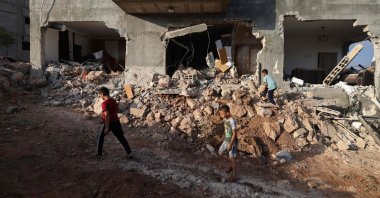 Palestinians inspect a family home destroyed by the Israel army in the village of Aqraba, south of the city of Nablus, Israel-occupied West Bank, Palestine, Sept. 8, 2026. (AFP Photo)