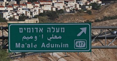 Vehicles driving along the highway near the illegal Israeli settlement of Maale Adumim, on Sept. 8, 2026. (AFP Photo)