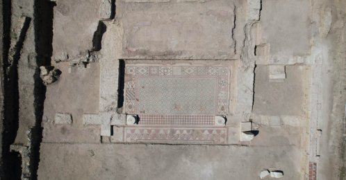 An aerial view of the excavation site at the ancient city of Pompeiopolis in the Taşköprü district of Kastamonu, northern Türkiye, Sept. 8, 2026. (AA Photo)