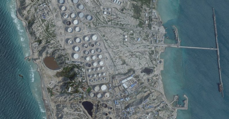 FILE PHOTO: A satellite image shows an oil terminal at Kharg Island, Iran, Feb. 25, 2026. (2026 Planet Labs PBC/Handout via Reuters File Photo)