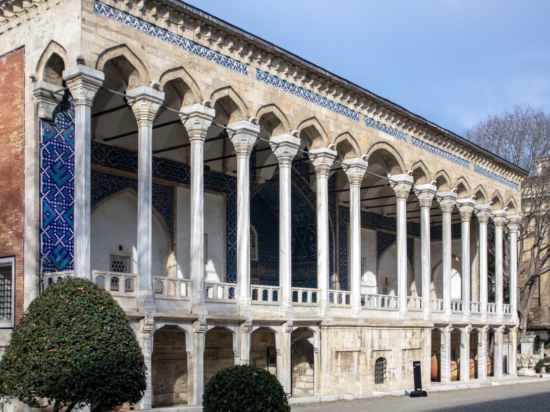 An undated general view of the Istanbul Archaeology Museum's Tiled Kiosk building and garden, Istanbul, Türkiye. (Shutterstock Photo)