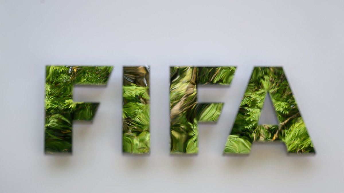 This photograph shows a sign of the FIFA at the entrance of the world football governing body's headquarters, Zurich, Switzerland, Aug. 27, 2026. (AFP Photo)