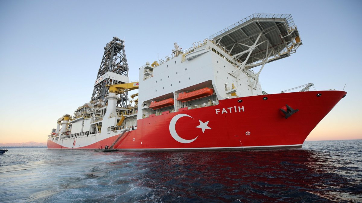 Türkiye's Fatih drilling ship is seen in an unspecified location, Jan. 15, 2024. (AA Photo)