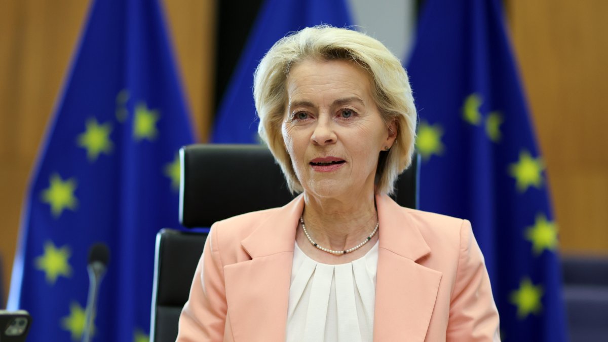  European Commission President Ursula von der Leyen attends the weekly meeting of the College of Commissioners at the European Commission in Brussels, Belgium,  Sept. 9, 2026. (EPA Photo)