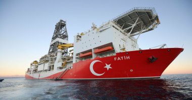 Türkiye's Fatih drilling ship is seen in an unspecified location, Jan. 15, 2024. (AA Photo)