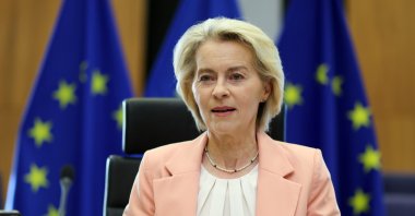 European Commission President Ursula von der Leyen attends the weekly meeting of the College of Commissioners at the European Commission in Brussels, Belgium,  Sept. 9, 2026. (EPA Photo)