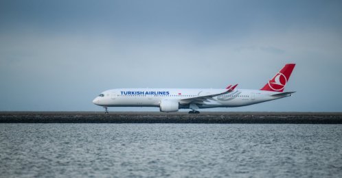 A Turkish Airlines plane is seen at the San Fransciso International Airport, California, U.S., Aug. 17, 2026. (AA Photo)