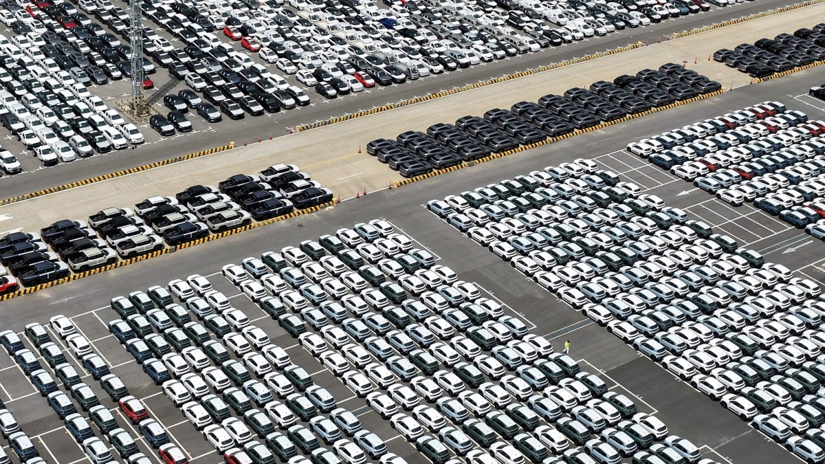 Cars are seen to be loaded for export at Suzhou port, Jiangsu, China, Sept. 9, 2026. (AFP Photo)