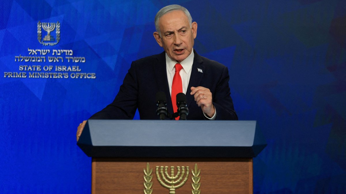 Israeli Prime Minister Benjamin Netanyahu holds a news conference in west Jerusalem, June 15, 2026. (Reuters Photo)