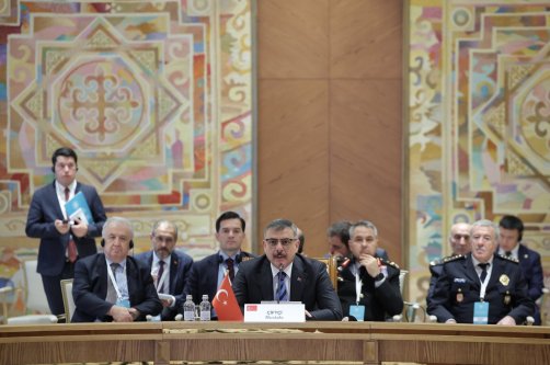 Interior Minister Mustafa Çiftçi speaks at the meeting, Astana, Kazakhstan, Sept. 10, 2026. (AA Photo)