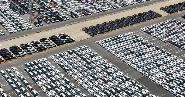 Cars are seen to be loaded for export at Suzhou port, Jiangsu, China, Sept. 9, 2026. (AFP Photo)
