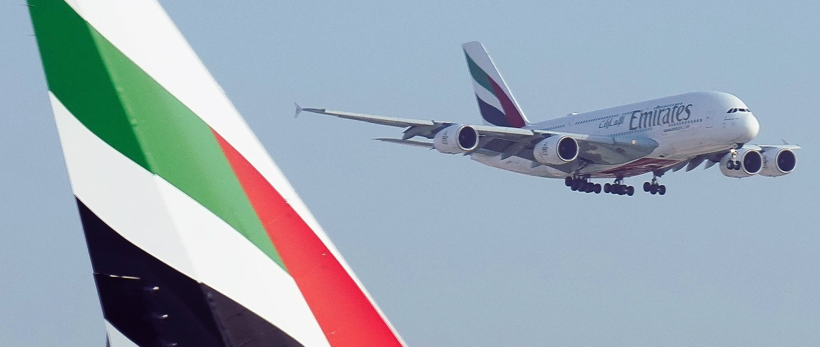 An Emirates Airbus A380 jumbo jet lands at Dubai International Airport in Dubai, United Arab Emirates, Sept. 9, 2022. (AP Photo)