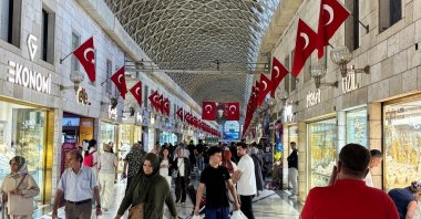 People walk in a historic bazaar in Bursa province, northwestern Türkiye, Aug. 29, 2026. (IHA Photo)