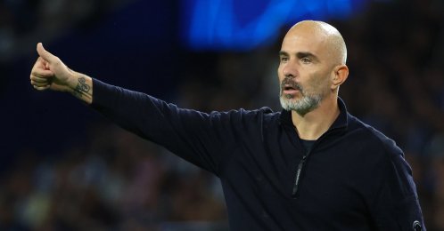 Manchester City's head coach Enzo Maresca gestures during a Champions League opening phase soccer match between FC Porto and Manchester City in Porto, Portugal, Sept. 8, 2026. (AP Photo)