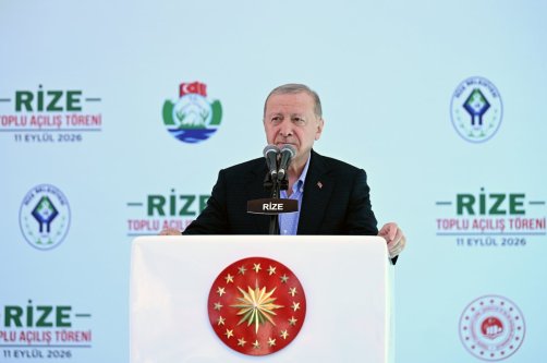 President Recep Tayyip Erdoğan delivers a speech at a rally, Rize, northern Türkiye, Sept. 11, 2026. (AA Photo)