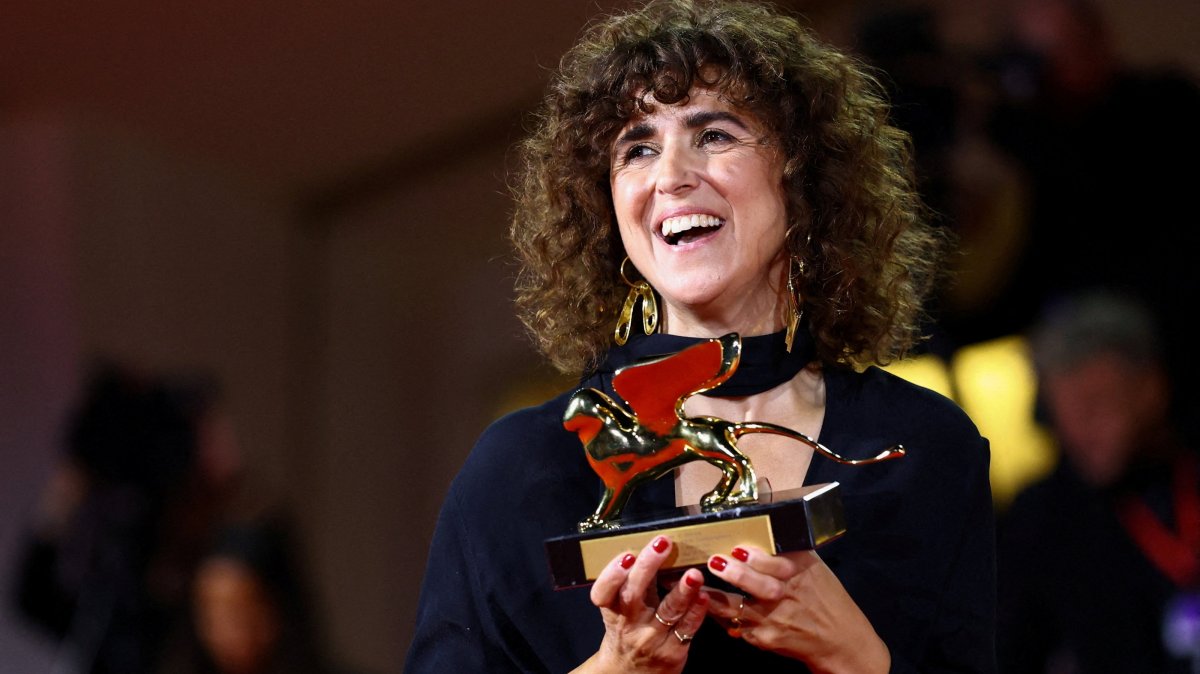 May el-Toukhy, winner of the Golden Lion Award for Best Film for the movie "Woman Unknown," poses during the closing ceremony of the 83rd Venice International Film Festival, Venice, Italy, Sept. 12, 2026. (Reuters Photo)