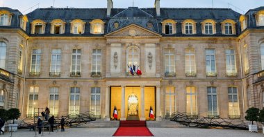 A red carpet is laid out at the Elysee Palace for an official welcoming ceremony, Paris, France, Sept. 8, 2026. (Reuters Photo)