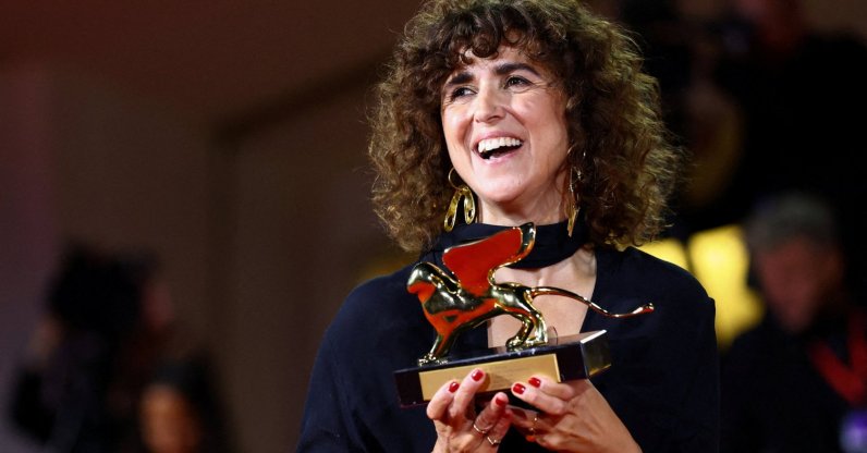 May el-Toukhy, winner of the Golden Lion Award for Best Film for the movie "Woman Unknown," poses during the closing ceremony of the 83rd Venice International Film Festival, Venice, Italy, Sept. 12, 2026. (Reuters Photo)