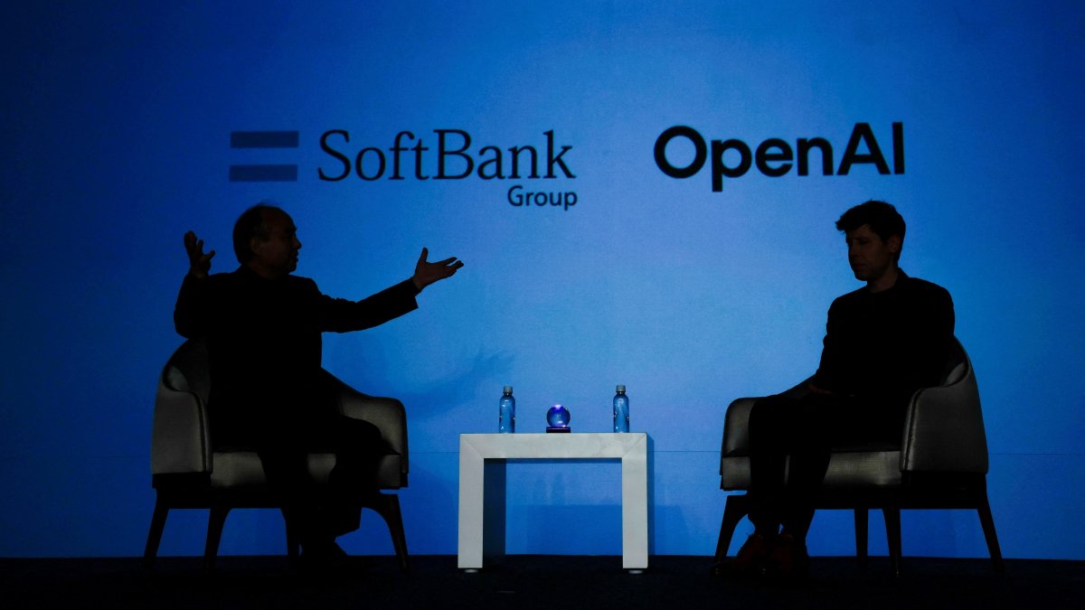 SoftBank CEO Masayoshi Son and OpenAI CEO Sam Altman attend an event to pitch AI for businesses in Tokyo, Japan, Feb. 3, 2025. (Reuters Photo)