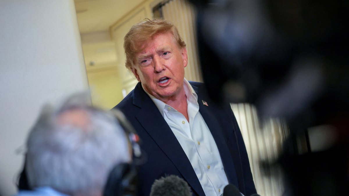 U.S. President Donald Trump speaks to members of the media aboard Air Force One, following a two-day visit to Ireland, Sept. 13, 2026. (Reuters Photo)