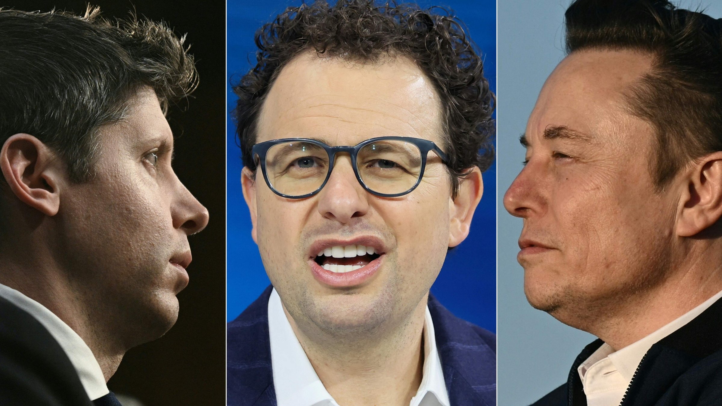 This combination of pictures, created Sept. 12, 2026, shows (L/R) OpenAI CEO Sam Altman in Washington, D.C., May 8, 2025, Anthropic CEO Dario Amodei in New York, Dec. 3, 2025, and Elon Musk in Morristown, New Jersey, March 22, 2025. (AFP Photo)