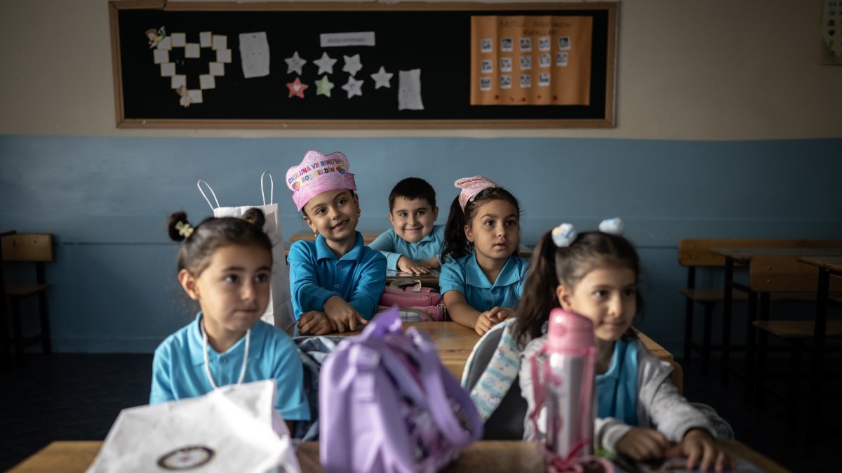 Students attend their first day of school as the new academic year begins, Ankara, Türkiye, Sept. 14, 2026. (AA Photo)
