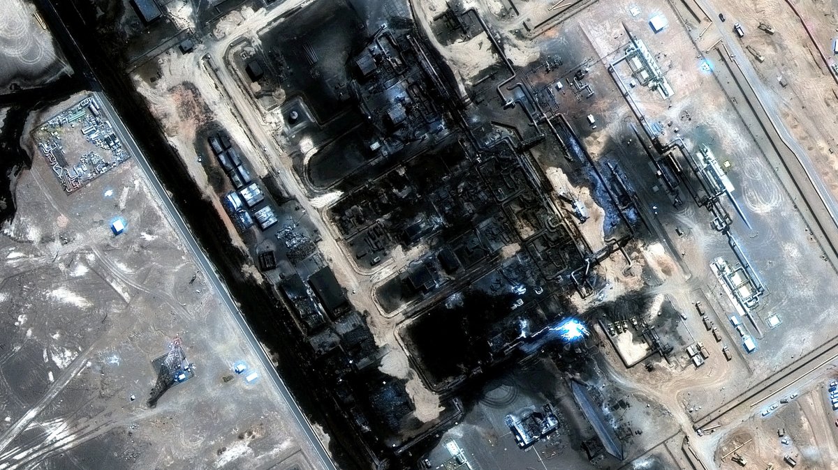 A satellite image shows a closer view of the damage at the Saudi Arabia East-West pipeline, located across the Arabian Peninsula, Saudi Arabia, Sept. 13, 2026. (Reuters Photo)