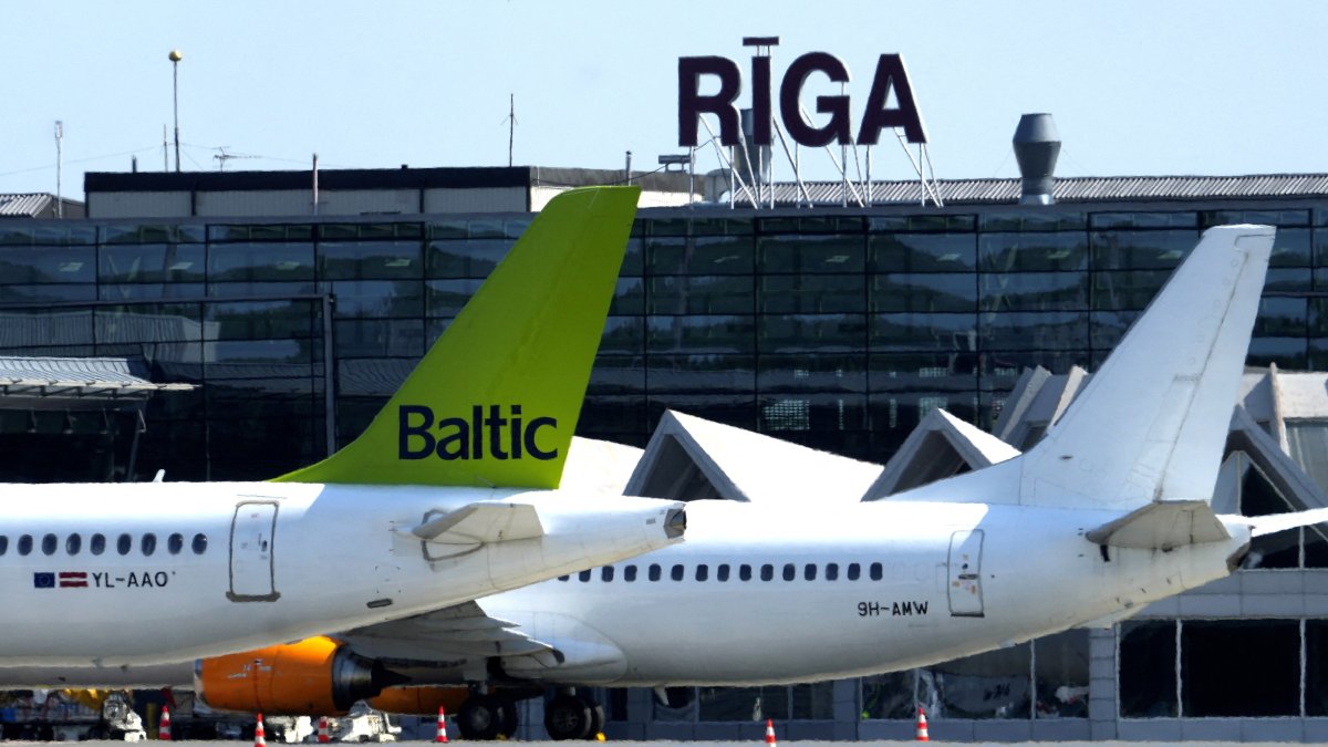 AirBaltic aircraft are seen at Riga International Airport, Latvia July 21, 2022. (Reuters Photo)