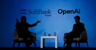 SoftBank CEO Masayoshi Son and OpenAI CEO Sam Altman attend an event to pitch AI for businesses in Tokyo, Japan, Feb. 3, 2025. (Reuters Photo)