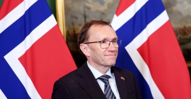 Norwegian Foreign Minister Espen Barth Eide attends a meeting with Latvian President Rinkevics in Riga, Latvia, Sept. 10, 2026. (EPA Photo)