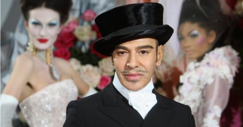 Fashion designer John Galliano poses at the end of the presentation of the Dior Haute Couture spring/summer 2010 fashion collection, Paris, France, Jan. 25, 2010. (AP Photo)