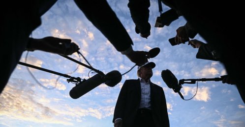 U.S. President Donald Trump speaks to members of the media before boarding Air Force One to leave from Shannon Airport after attending the final day of the Irish Open golf tournament in nearby Doonbeg, Ireland, Sept. 13, 2026. (AFP Photo)