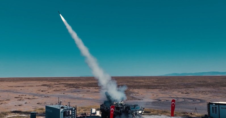 The Sungur missile is fired from a Burç mobile air defense platform from this unspecified location. (DHA Photo)