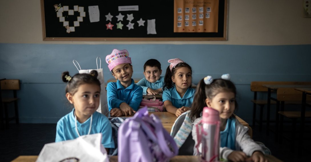 Students attend their first day of school as the new academic year begins, Ankara, Türkiye, Sept. 14, 2026. (AA Photo)
