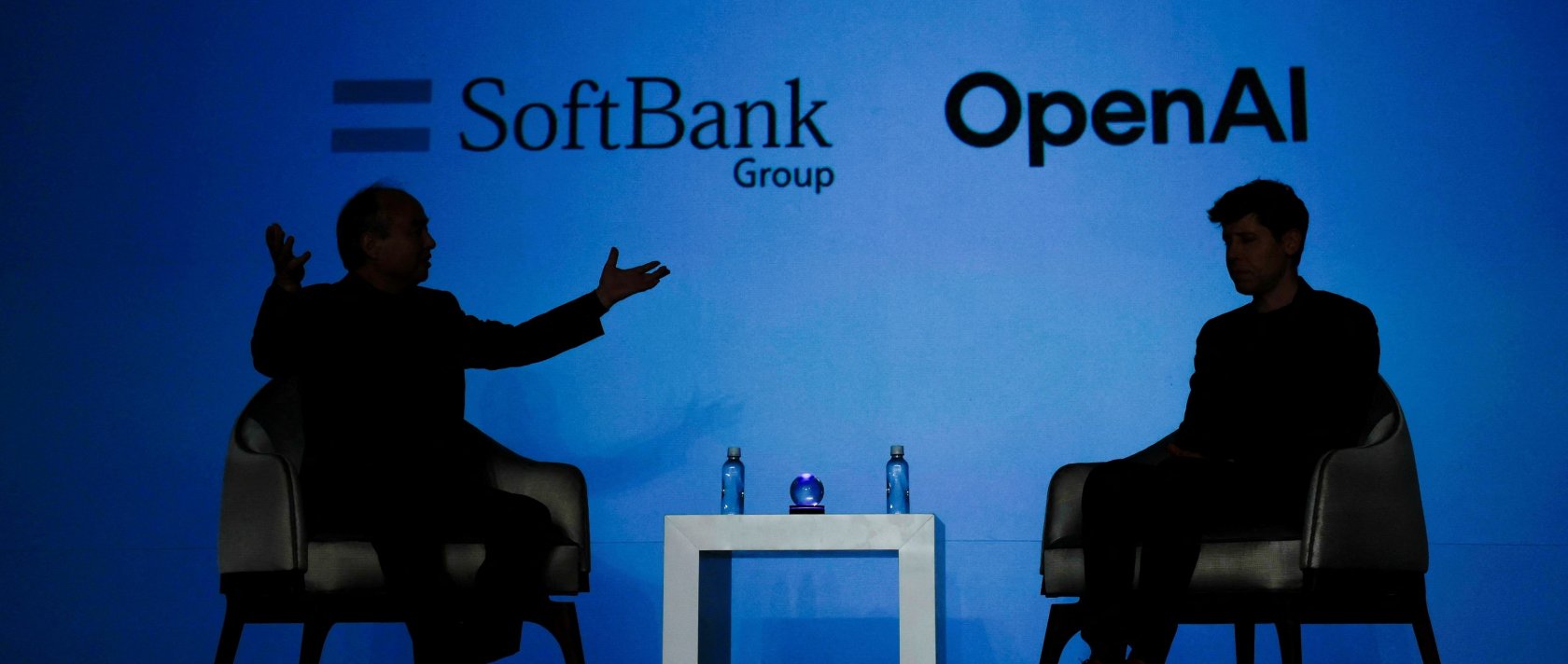 SoftBank CEO Masayoshi Son and OpenAI CEO Sam Altman attend an event to pitch AI for businesses in Tokyo, Japan, Feb. 3, 2025. (Reuters Photo)