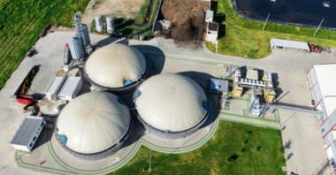 An aerial view of a biogas plant for biomethane production. (Shutterstock Photo)