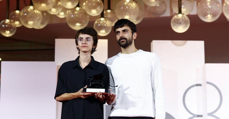 Directors Yuval Abraham and Rachel Szor pose with the Special Jury Award for "NAZA" during the closing ceremony of the 83rd Venice International Film Festival, Venice, Italy, Sept. 12, 2026. (Reuters Photo)