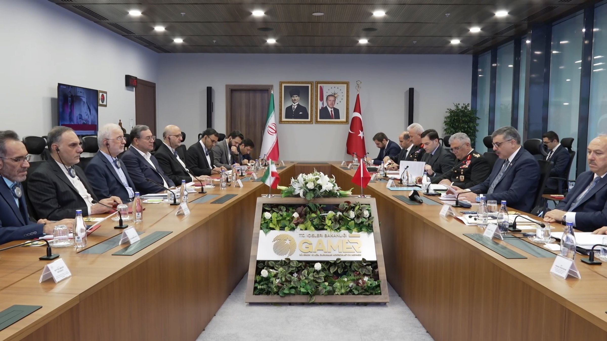 A view of the meeting between delegations led by the Turkish and Iranian interior ministers, Ankara, Türkiye, Sept. 16, 2026. (DHA Photo)