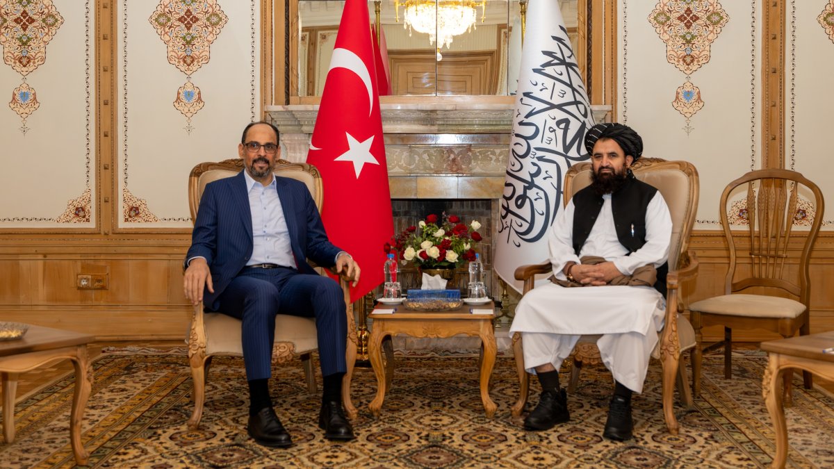 Türkiye's National Intelligence Organization (MIT) chief Ibrahim Kalın meets with his counterpart, General Directorate of Intelligence (GDI) chief Abdul Haq Wasiq, Kabul, Afghanistan, Sept. 16, 2026. (AA Photo)