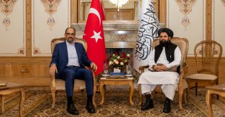 Türkiye's National Intelligence Organization (MIT) chief Ibrahim Kalın meets with his counterpart, General Directorate of Intelligence (GDI) chief Abdul Haq Wasiq, Kabul, Afghanistan, Sept. 16, 2026. (AA Photo)