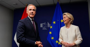 Canadian Prime Minister Mark Carney (L) and European Commission President Ursula von der Leyen participate in a bilateral meeting at the European Parliament in Strasbourg, France, Sept. 16, 2026. (AP Photo)