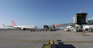A view shows a Turkish Airlines Boeing 737 parked on the tarmac of Nice Cote d'Azur Airport Terminal 2 in Nice, France, March 1, 2021. (Reuters Photo)