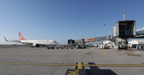 A view shows a Turkish Airlines Boeing 737 parked on the tarmac of Nice Cote d'Azur Airport Terminal 2 in Nice, France, March 1, 2021. (Reuters Photo)