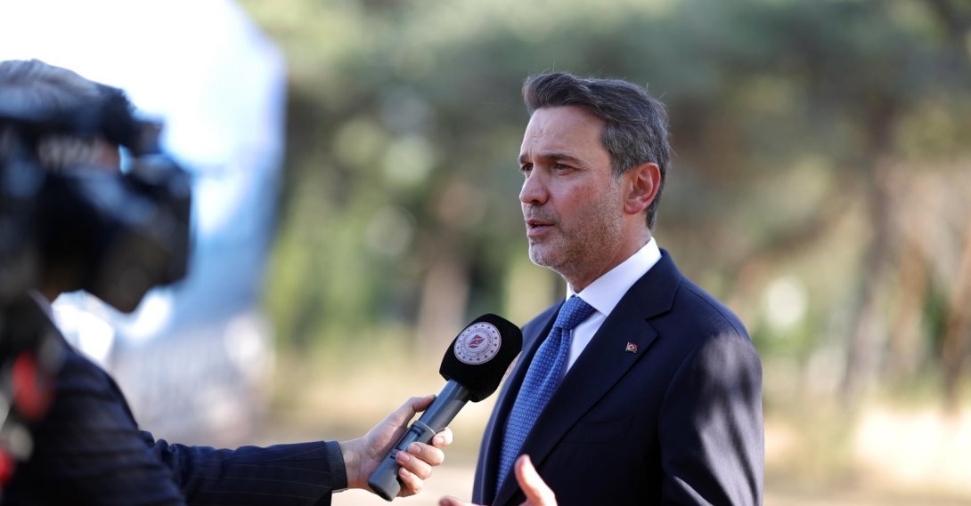 Energy and Natural Resources Minister Alparslan Bayraktar speaks to the press, Ankara, Türkiye, Sept. 7, 2026. (IHA Photo)