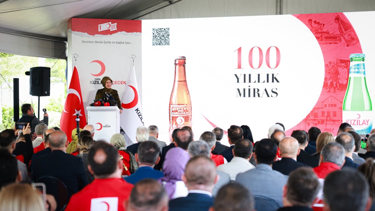 Turkish Red Crescent President Fatma Meriç Yılmaz delivers her speech during the Kızılay Beverages’ 100th Anniversary Program, Afyonkarahisar, Türkiye, Sept. 16, 2026. (AA Photo)